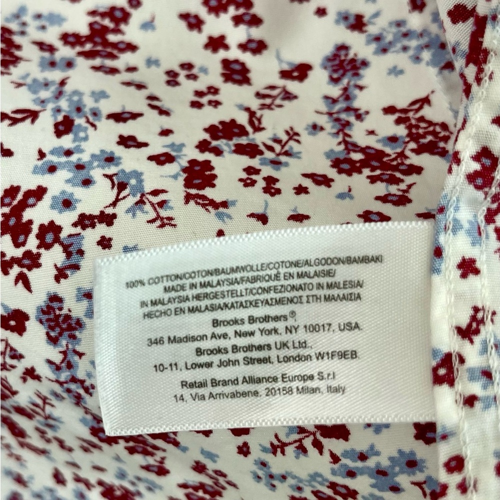 Brooks Brothers Women's Floral Shirt with Ruffled Front - Red and Blue Size 12 - Picture 7 of 7